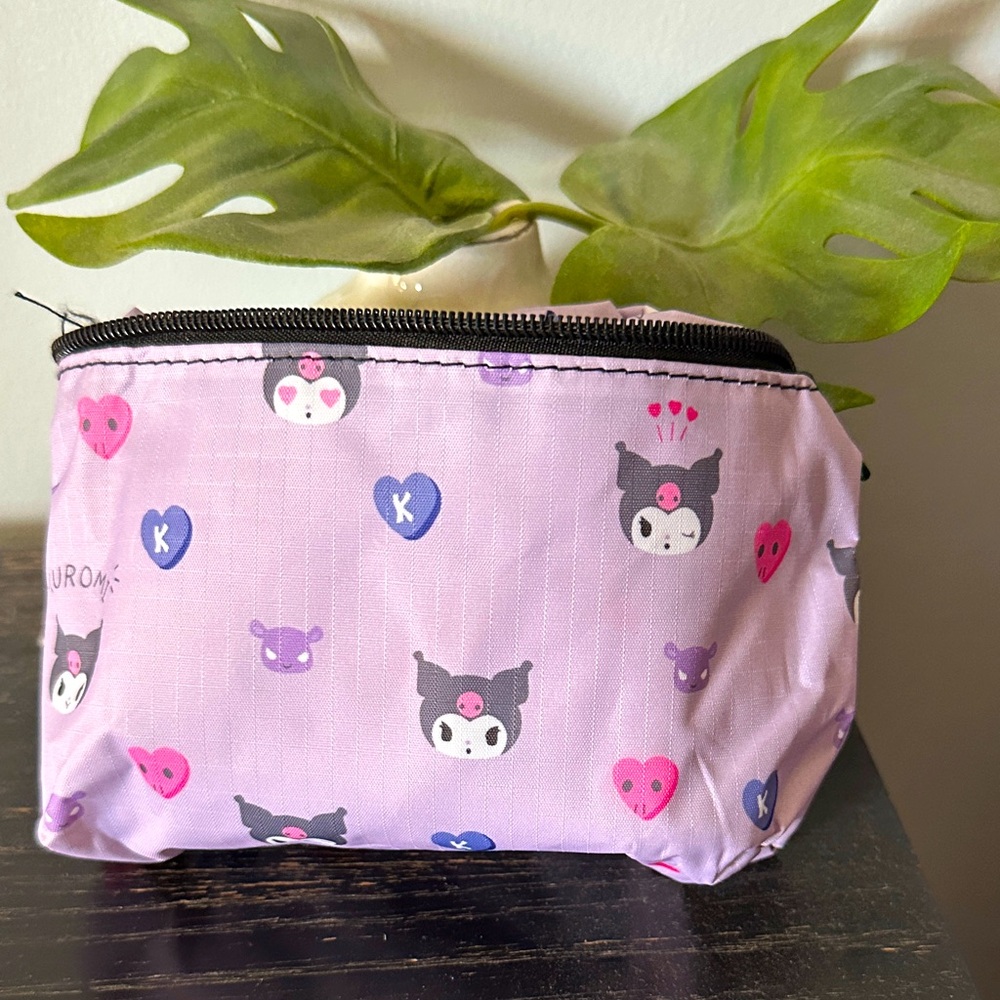 Cute Sanrio Purple Black Kuromi Travel Tote Bag with storage pouch NWT